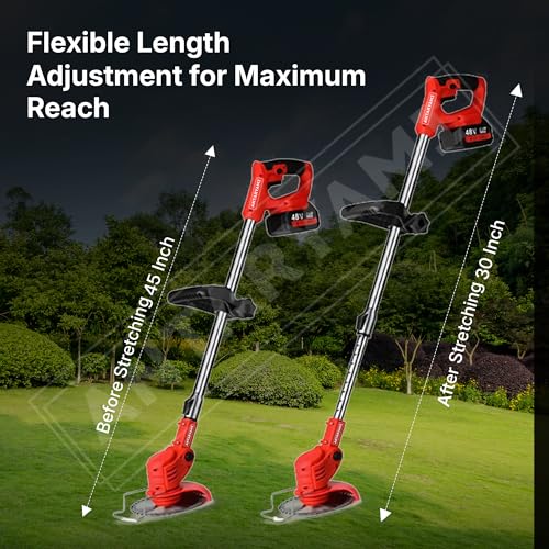 Image of Electric Wireless Rechargeable Edge Cutter 48V - 25cm Cutting Width | 2-in-1 Mower & Trimmer | Adjustable Height | 3 Blade Types | Lightweight & Portable | Lawns & Gardens (A5)