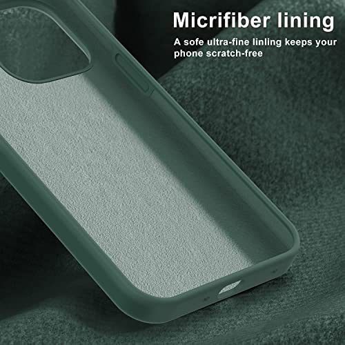 Image of Elzzi Microfiber Candy Case Compatible for iPhone 14 PRO MAX, Shockproof Slim Back Cover Liquid Silicone Case -Forest Green