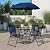Flash Furniture Nantucket 6-Piece Patio Dining Set with Glass Table, 4 Folding Chairs, and Umbrella, Outdoor Patio Table, Chairs, Umbrella Set, Navy