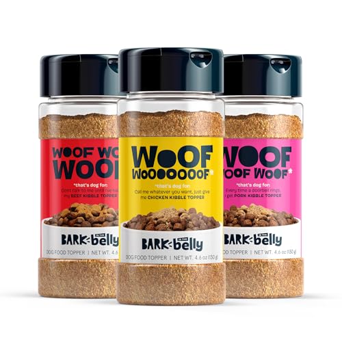 Bark in the Belly Dog Food Topper Variety Pack Limited Ingredient Blend with Real Beef Chicken & Ham Shake & Sprinkle Meal Mixer for Dogs of All Breeds and Life Stages (Pack of 3)
