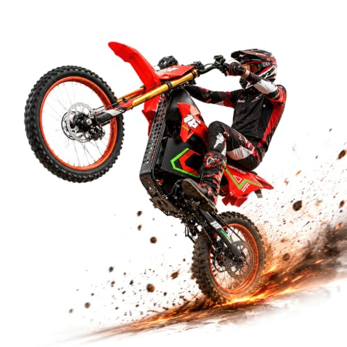 HAPPYRUN F18 Electric Dirt Bike Mid-Drive Motor 6000W Peak Electric Motorcycle 60V 30Ah Removable Battery 60-Mile Range 46mph Dual Hydraulic Brakes & Full Suspension Electric Motorcycle