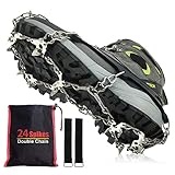 Youasic Crampons Ice Cleats - Upgraded 24 Spikes Crampons Traction Cleats Ice Snow Grips for Shoes Boots Women Men Hiking Fishing Walking Climbing (XL)