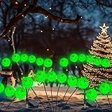 Lushangshou Upgraded Grinch Christmas Decorations Solar Garden Stake Lights Outdoor, 2Pack 12LED Swaying Firefly Lights Waterproof Solar Grinchmas Christmas Pathway Lights for Outside Patio Yard Decor