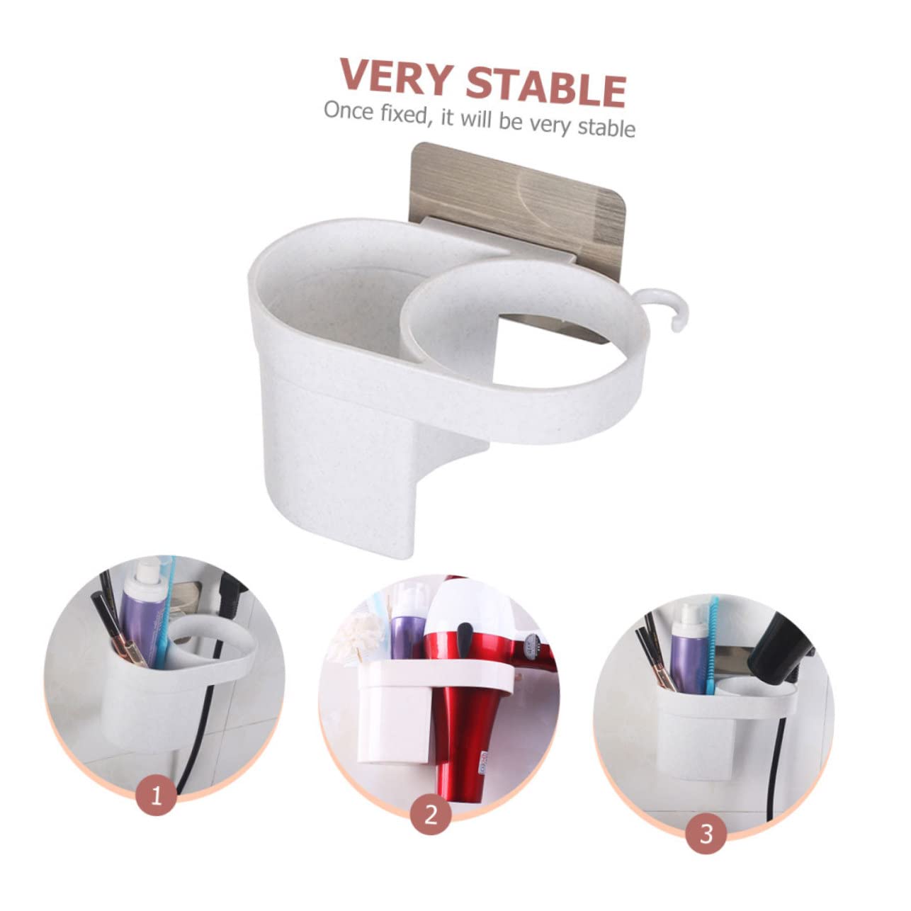 Cabilock 3pezzi Supporto Asciugacapelli Da Parete Porta Phon Adesivo Per Bagno Camera Da Letto Organizzatore Per Asciugacapelli Accessori Installazione Facile Senza Forare Design Moderno