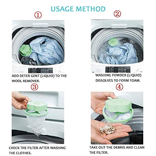 4 Pieces Lint Catcher for Washing Machine Lint Trap Floating Hair Fur Catcher Laundry Reusable Hair Filter Lint Mesh Bag - Thumbnail 5
