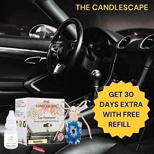 Image of Vanilla Car Air Freshener with Refill | Luxury car Freshener Made with Essential oil Fragrances | Rubber Coated designer bottle | 10 ml Diffuser bottle + 10 ml Refill