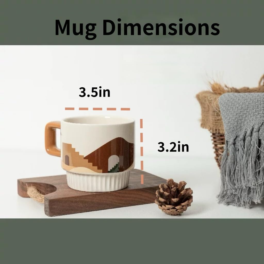 Espresso Cups,Coffee Mugs with Handle, Ceramic Mug Set, Coffee Mug Set, Coffee Cups Set, CeramicCoffee Mugs, Set of 4