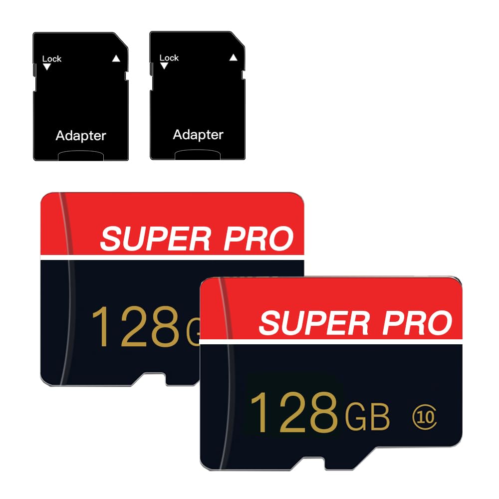Paquete de 2 tarjetas micro SD de 128 GB clase 10 con adaptador TFCard de alta velocidad para tableta, dron