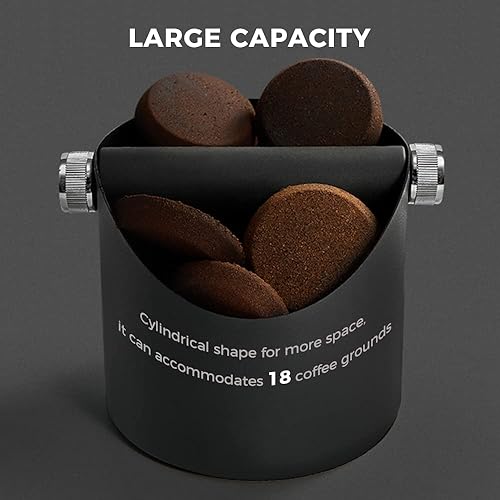 Miniatura 3 de Ompellus Espresso Knock Box, gran capacidad y base antideslizante, herramientas de barista, accesorios para máquina de espresso (gris-pequeño)