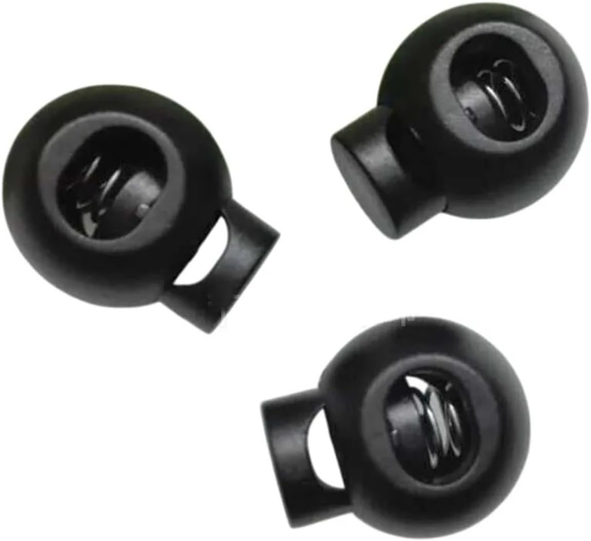 400 Pcs Black Plastic Round Ball Cord Lock Toggles Spring Stoppers for Bungee Shock