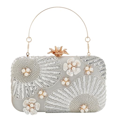 Image of Womens Vintage Floral Embroidery Clutch Evening Handbag Shoulder Bags Purse for Wedding Party Prom