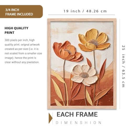 Image of kotart Aesthetic flower Art Home Decoration Painting | Floral Paintings With Frame For Living Room Bed Room Hotel Wall Decor Digital Reprint (19x25 inch)