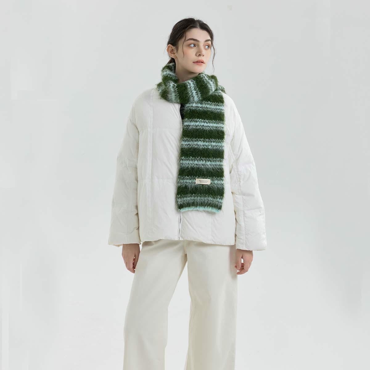 マフラー 2点の秋冬カラーブロッキングメンズとレディースのストライプニットウォームロングファッションスカーフ