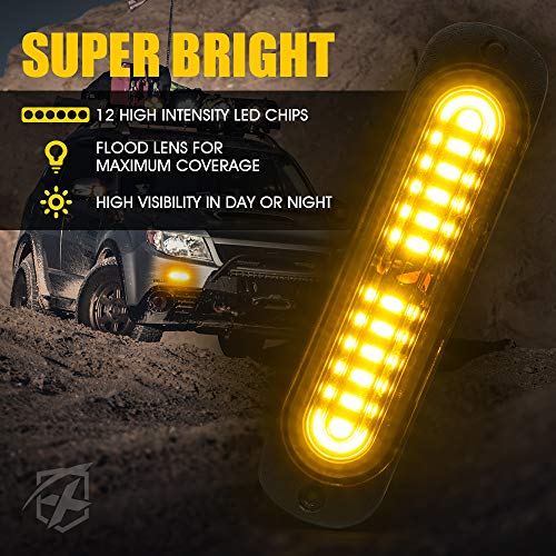 image for Xprite Amber LED Surface Mount Strobe Lights Kit, Grill Grille Side Ma