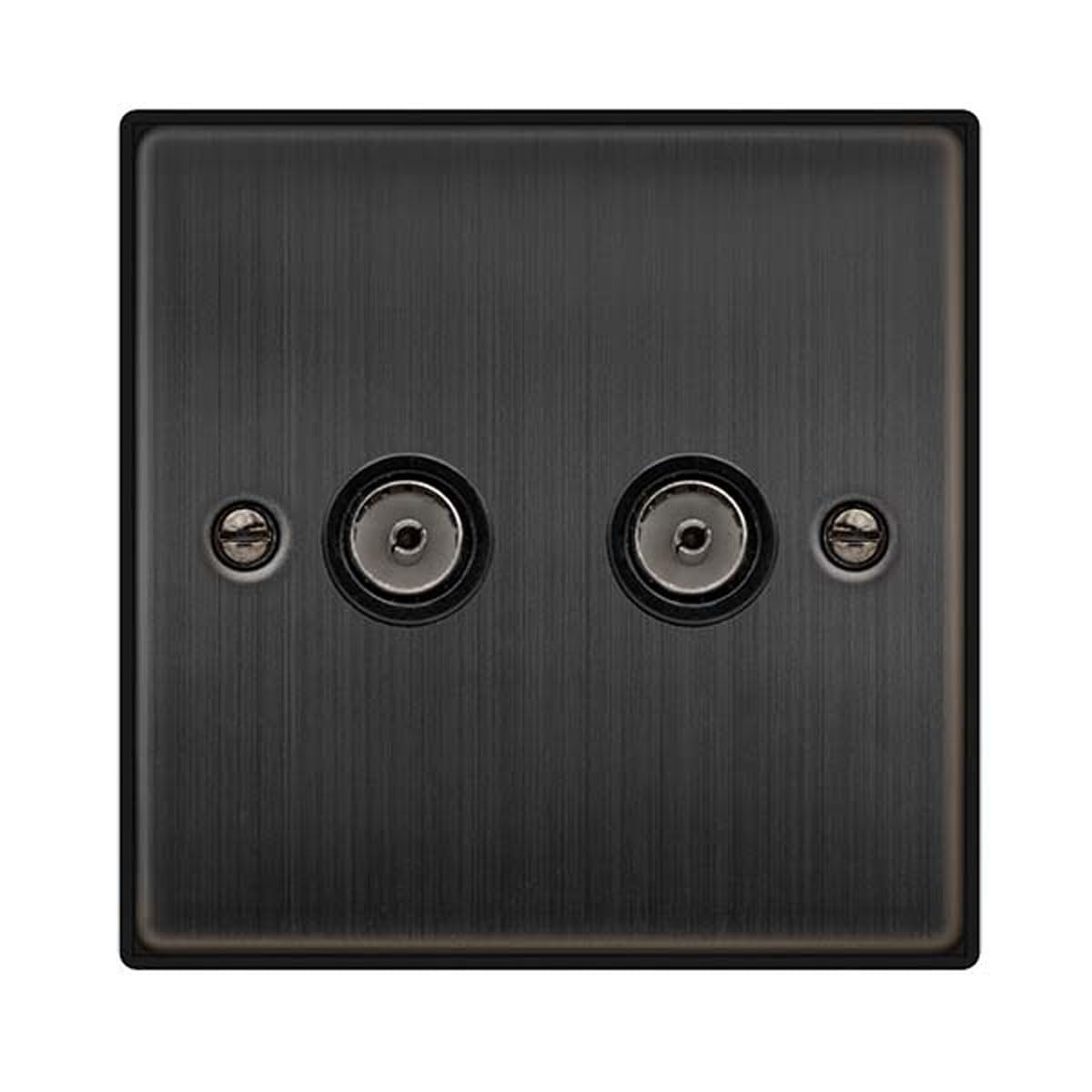 Click Matt Bronze 2 Gang Twin Coaxial Tv Socket