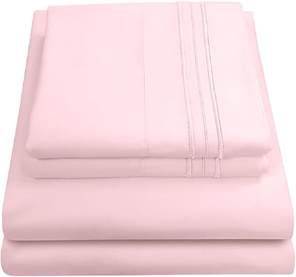California King Sheet Sets - Breathable Luxury Sheets with Full Elastic & Secure Corner Straps Built In - 1800 Supreme Collection Deep Pocket Bedding Set, Sheet Set, California King, Pale Pink