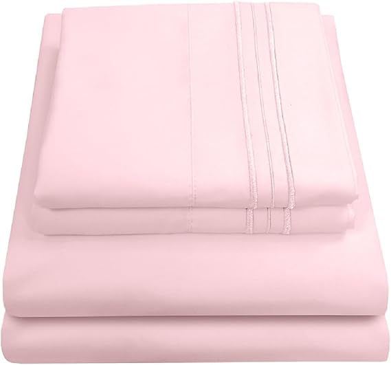 California King Sheet Sets - Breathable Luxury Sheets with Full Elastic & Secure Corner Straps Built In - 1800 Supreme Collection Deep Pocket Bedding Set, Sheet Set, California King, Pale Pink