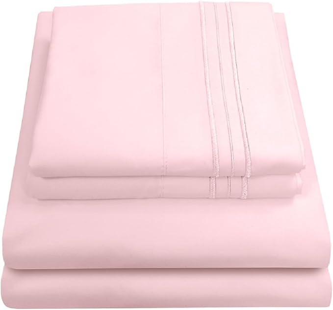 California King Sheet Sets - Breathable Luxury Sheets with Full Elastic & Secure Corner Straps Built In - 1800 Supreme Collection Deep Pocket Bedding Set, Sheet Set, California King, Pale Pink