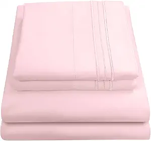 California King Sheet Sets - Breathable Luxury Sheets with Full Elastic & Secure Corner Straps Built In - 1800 Supreme Collection Deep Pocket Bedding Set, Sheet Set, California King, Pale Pink