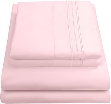 California King Sheet Sets - Breathable Luxury Sheets with Full Elastic & Secure Corner Straps Built In - 1800 Supreme Collection Deep Pocket Bedding Set, Sheet Set, California King, Pale Pink