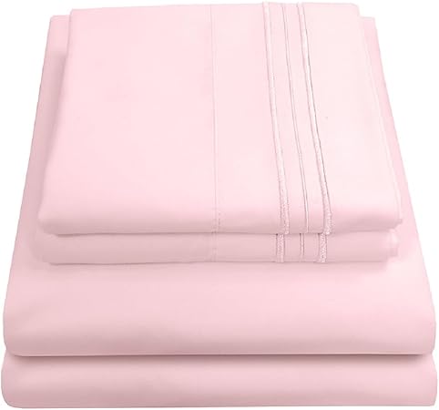 California King Sheet Sets - Breathable Luxury Sheets with Full Elastic & Secure Corner Straps Built In - 1800 Supreme Collection Deep Pocket Bedding Set, Sheet Set, California King, Pale Pink