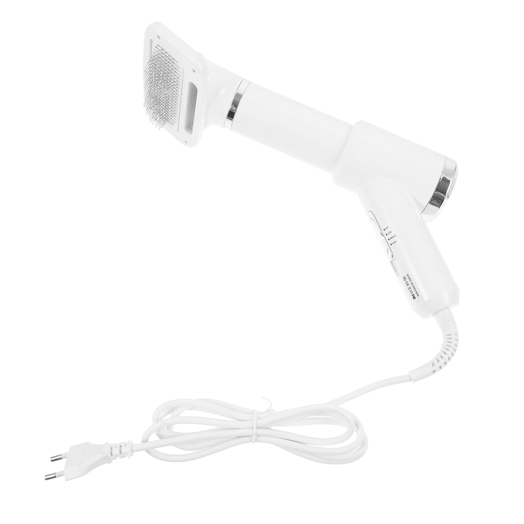 SHINEOFI Souffleur pour Animaux Domestiques Blanc en Plastique, Brosse Sèche-cheveux Multifonction pour Chien et Chat, Peigne Démêlant Portable pour Toilettage Facile