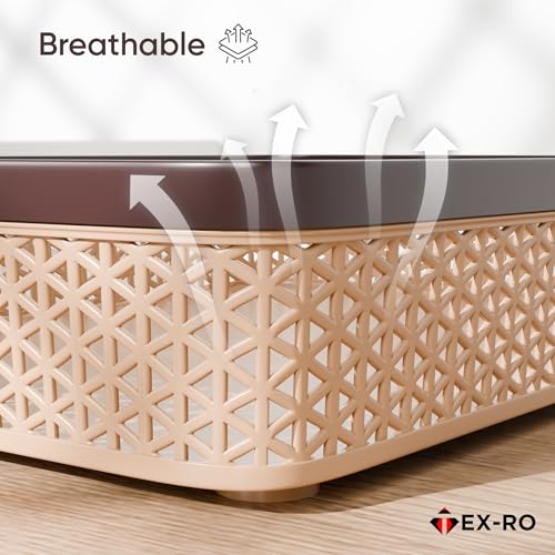 Image of TEX-RO Plastic Trays for Storage Organizer | Multipurpose Tray for Kitchen, Office & Drawer | Storage Tray for Documents, Cosmetics, Stationery | Woven Design Basket - Brown, Pack of 4