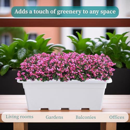 Image of Kuber Industries 17 Inches Window Planters | Flower Pots for Balcony, Home Decoration and Gardening Area | Floor Jupiter Gamla Container Plants Pot for Indoor & Outdoor - (White)