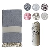 Maldia Diamond Series %100 Certified Organic and Ultra Soft Cotton Turkish Towel Peshtemal Quick-Dry - 71x39 Inches - in Bag Beach, Bath, Pool, Gym, Yoga, Blankets Camp - Eco Friendly - (Dark Grey)