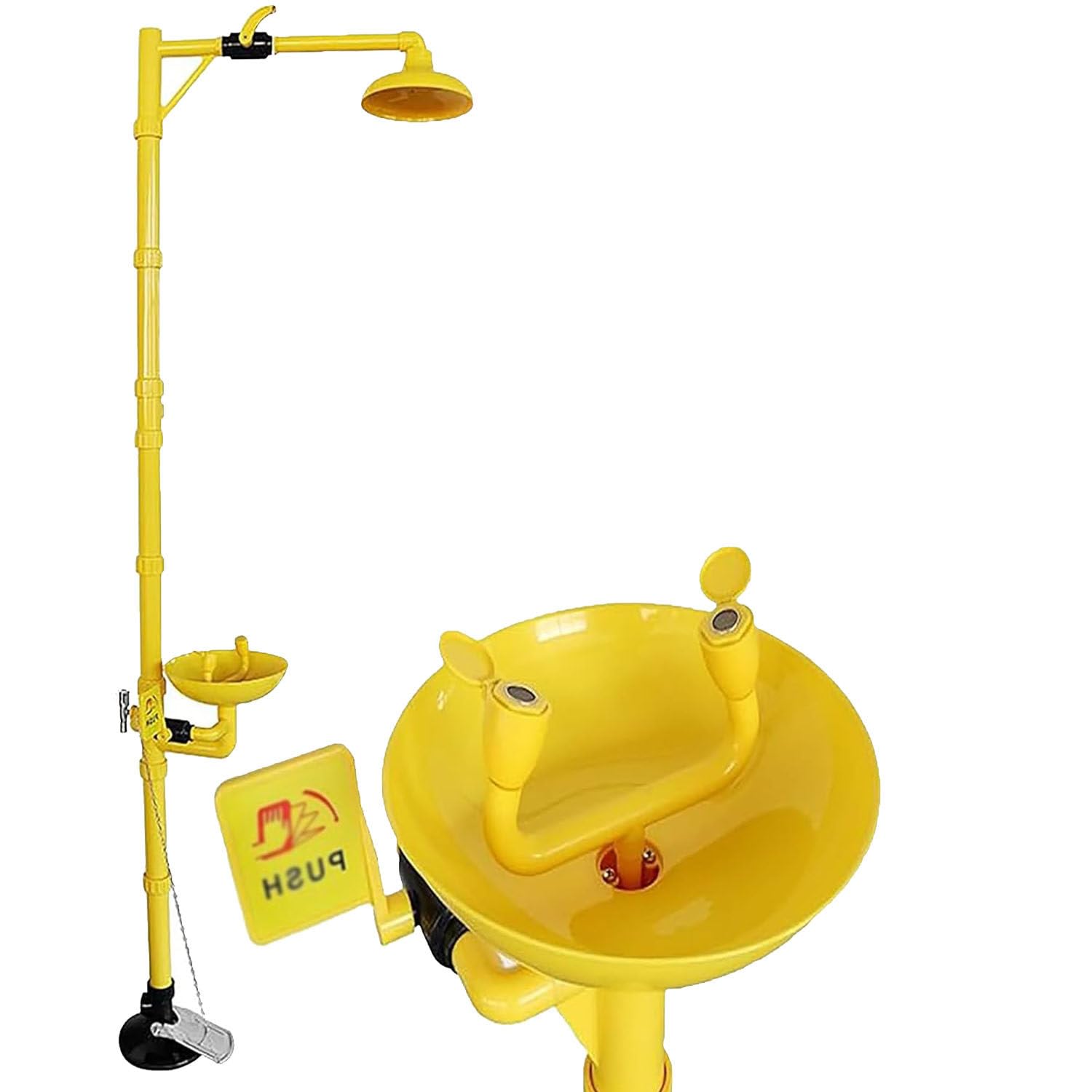 Station de lavage oculaire combinée, bol en acier inoxydable, revêtement ABS, avec pédale, pour usage d'urgence en extérieur