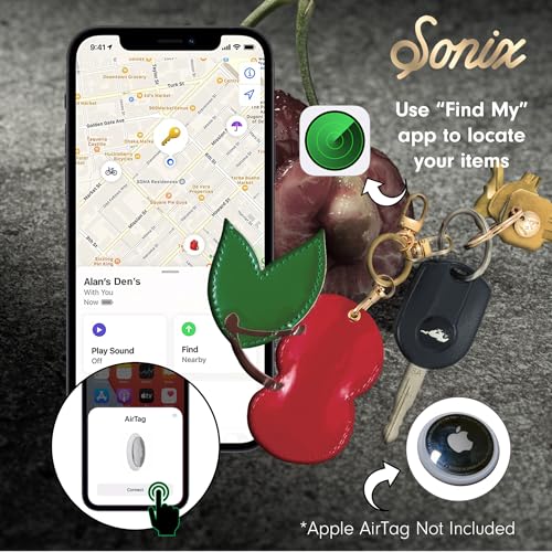 Image of Sonix Keychain Case Compatible with Apple AirTag | Protective AirTag Cover Keychain | Cherry