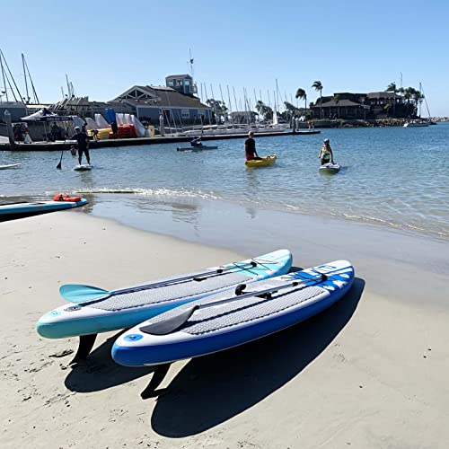 Foxcid Inflatable Stand Up Paddle Board (6 Inches Thick) With Premium Sup Accessories & Backpack, Non-Slip Deck, Carry Bag, Leash, Adjustable Paddle And Hand Pump, Youth & Adult Standing Boat，Aqua #TOP6