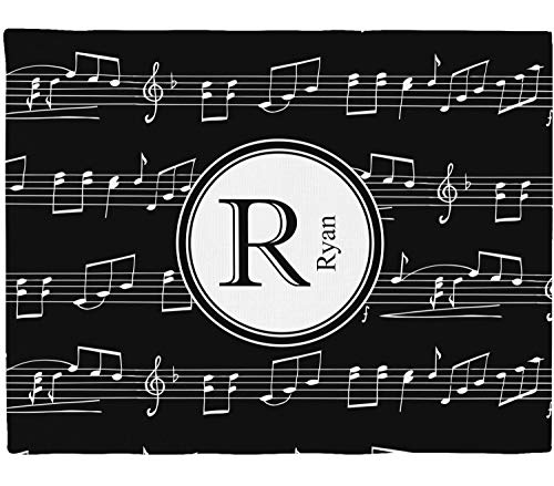Personalized Musical Notes Woven Fabric Placemat - Twill w/Name and Initial