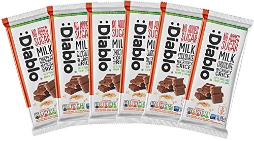 Diablo Chocolat au lait avec riz croustillant | Sucré à la stévia | Sans sucre ajouté, sans gluten | Panier à chocolat disponible - Parfait pour offrir (6) Cover