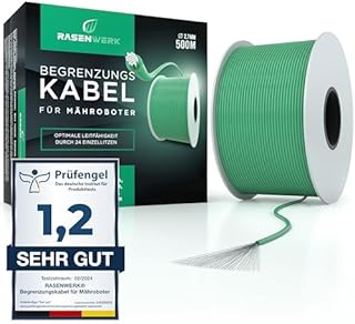 RASENWERK® - Uniwersalny kabel ograniczający 500 m do automatycznej koszenia - drut ograniczający do kosiarki - drut z ocynkowanej miedzi - akcesoria do robota koszącego - Ø 2,7 mm - 500 m