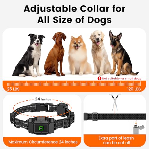 Chtoocy GPS Wireless Dog Fence, Electric Dog Fence Outdoor for Yard, Rechargeable, 25-999 Yards Adjustable Boundary, Real-Time Distance, Waterproof Collar, 3 Warning Modes Pet Containment System