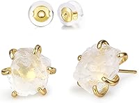 ZILENIU Citrine Stud Earrings for Women - Natural Raw Gemstone Prong Setting Birthstone Handmade Jewelry