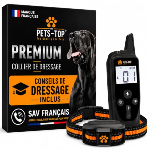 One PETS-TOP Collier De Dressage pour Chien, Portée de 3000m, Mode Vibration, Son, Choc Statique de 0 à 99, IPX67 Résistant à L’Eau, Petit et Gros Chien,...