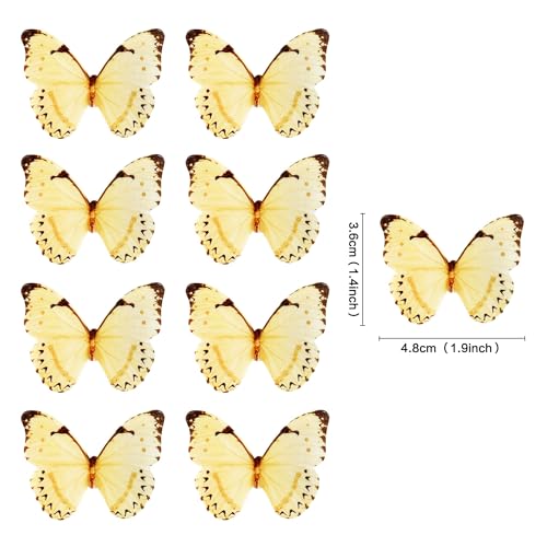 Blumomon 40 Stück Essbare Schmetterling Kuchen Topper Dekorationen Gelb Schmetterlinge Cupcake Toppers Hochzeit Geburtstag Party Cupcake Dekoration Ornamente Geburtstagstorte Topper