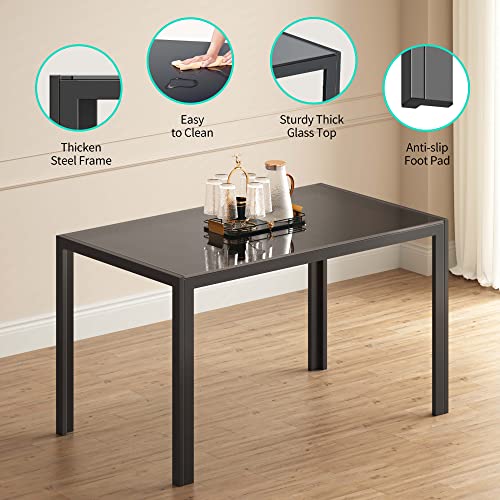 Gizoon 5 Piece Glass Dining Table Set, Kitchen Table And Chairs For 4, Pu Leather Modern Dining Room Sets For Home, Kitchen, Dining Room (Black) #TOP5