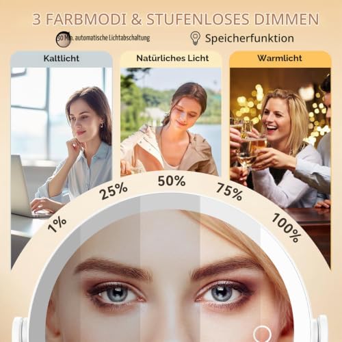Auxmir Kosmetikspiegel mit Licht, 1X/30X Schminkspiegel Wandmontage – Ansicht 4