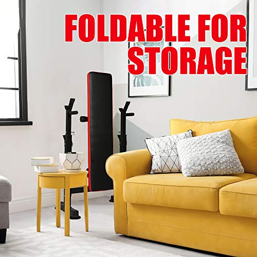 Vilobos Adjustable Weight Bench Foldable Workout Bench with Barbell Rack , Decline/ Flat Bench ,Supports to 330 Lbs,for Full Body Exercise