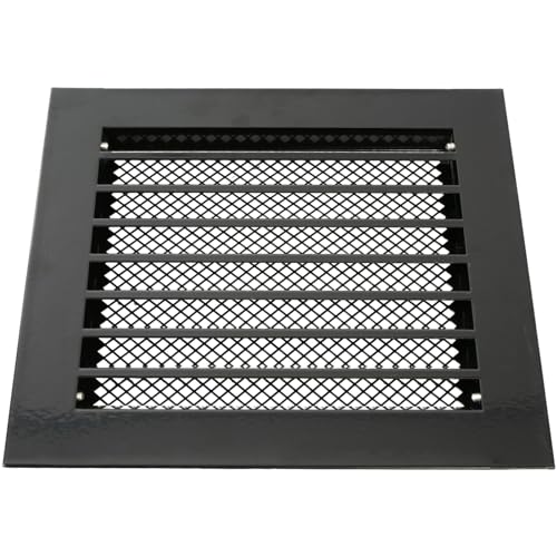 Image of Repa Market 8 inch x 8 inch Inch (Inner Dimensions) Galvanized Black Soffit Vent Cover - Louvered Square Gable Vent with Mesh Screen - Intake /Exhaust Ventilation Grill - HVAC Ducting Return Air Vent Cover