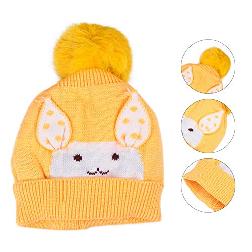 KESYOO Chapéu de Bebê Com Pom Pom Coelho Padrão Chapéu Boné de Malha de Lã Gorro Macio Infantil Inve