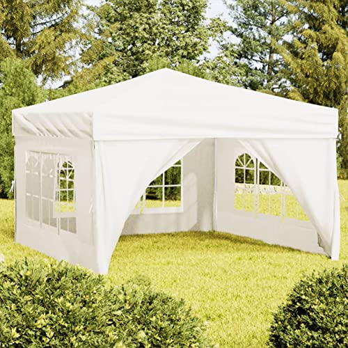 Gecheer Tienda para fiestas plegable con paredes laterales, color crema, 3 x 3 m, cenador de exterior, toldo, pérgola con tela, pabellón de jardín, carpa para fiestas, cenador para barbacoa, A93522