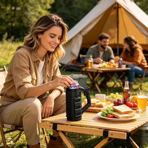 Soporte doble para latas de cerveza reutilizable y portátil para acampadas 6