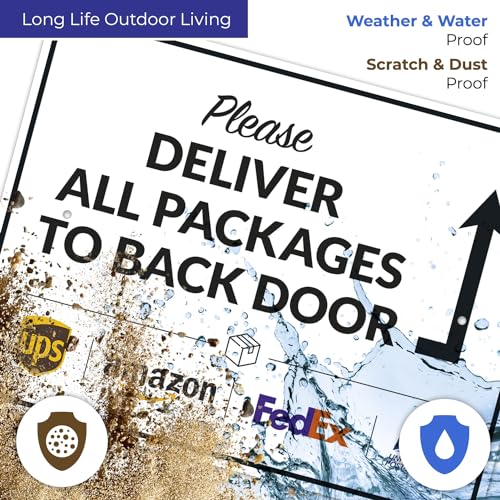 Image of Package Delivery Sign, Delivery Instructions Please All Package to Back Door Sign, 18x24 Inches, Rust Free .063 Aluminum, Fade Resistant, Made in USA by Sigo Signs