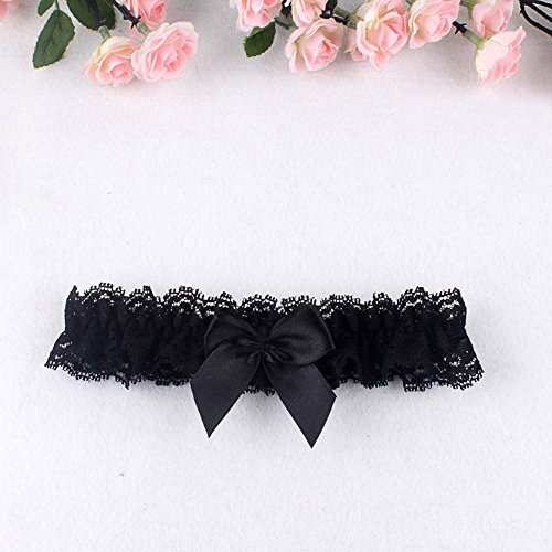 Black Bridal Garter With Bow For Bride Toss Garter Lace Wedding Garter Plus Size #TOP1