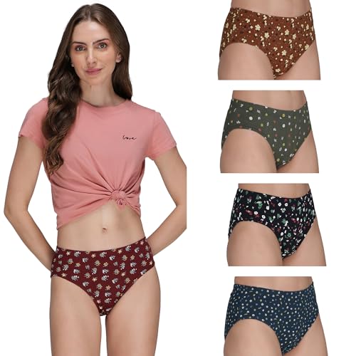 Image of Amul Comfy Women's Cotton Panty | Single Jersey Fabric | Soft Comfort Fit Inner Elastic Brief | No Marks Waistband | Everyday Wear Panty for Women | Color May Vary (Pack of 5)