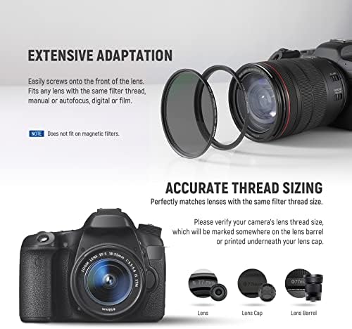 9 Pieces Lens Filter Rings Set, Made of Anodized